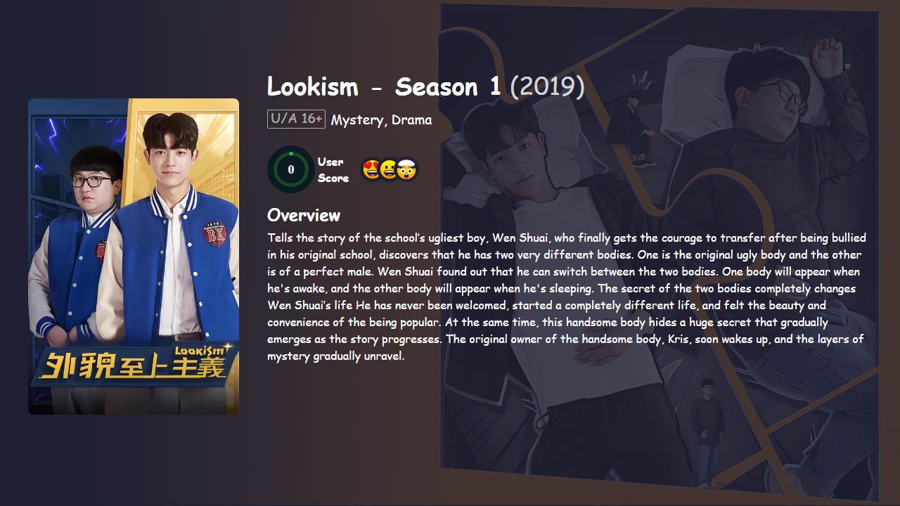 Lookism Season 1 Hindi-Chinese-Mandarin Dubbed