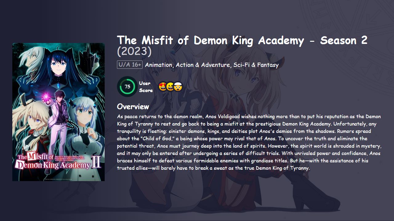 The Misfit of Demon King Academy Season 2 Hindi Dubbed