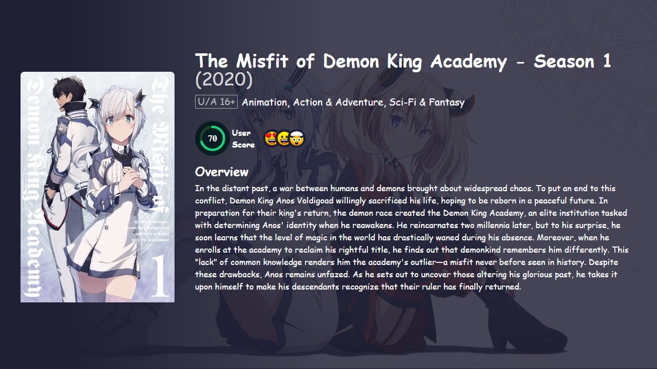 The Misfit of Demon King Academy Season 1 Hindi Dubbed