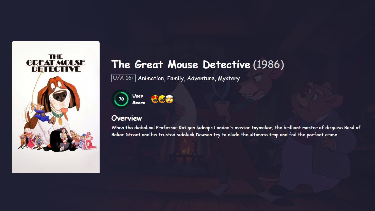 The Great Mouse Detective (1986) English Dubbed